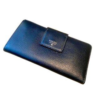 Fossil Women's Black Leather Clutch Wallet